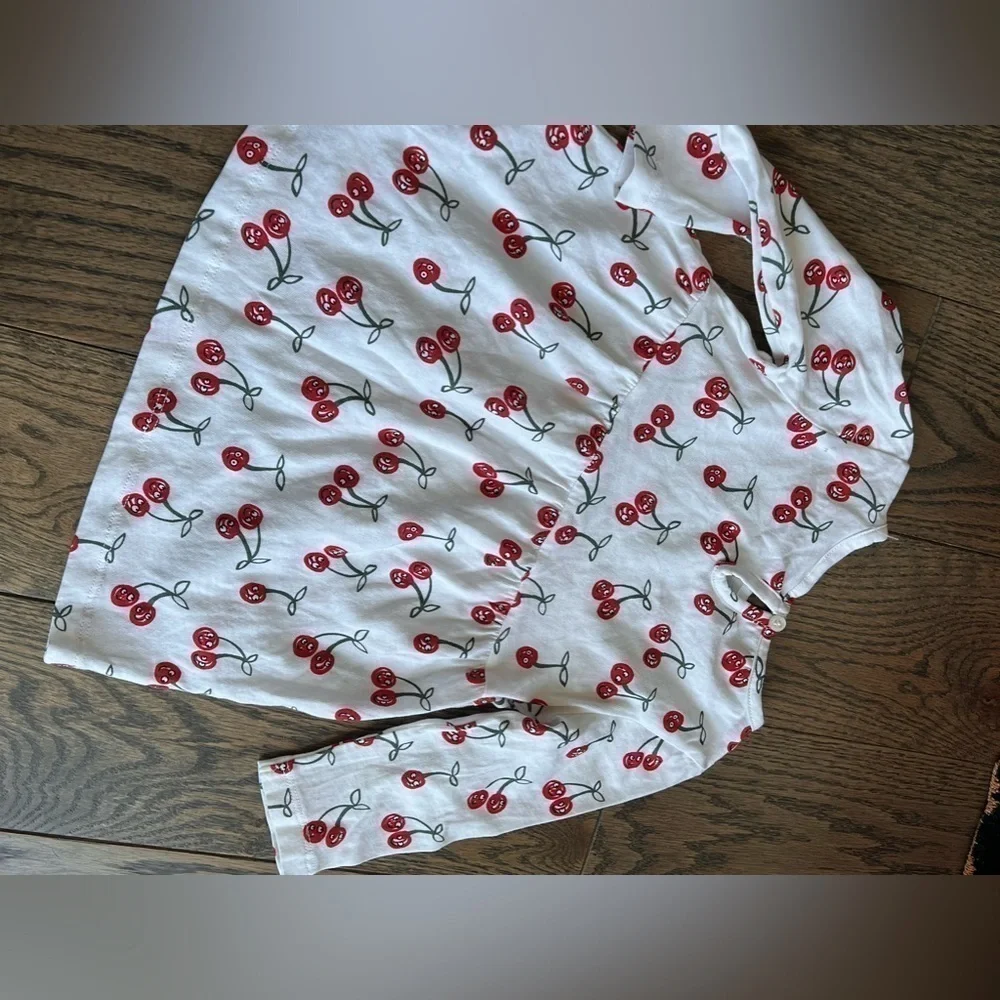 Stella McCartney kids 9 months long sleeve cherry dress white and red luxury - Picture 3 of 3